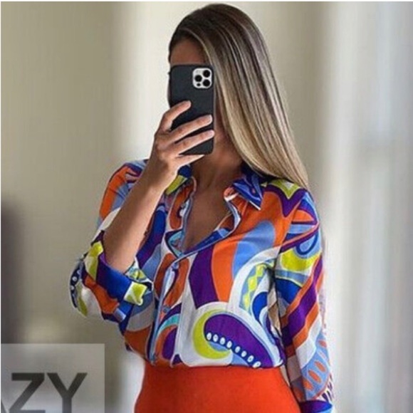 LAST ONE ❗️NWT ZARA BLOGGER FAVE GEOMETRIC BLOUSE - Picture 6 of 12